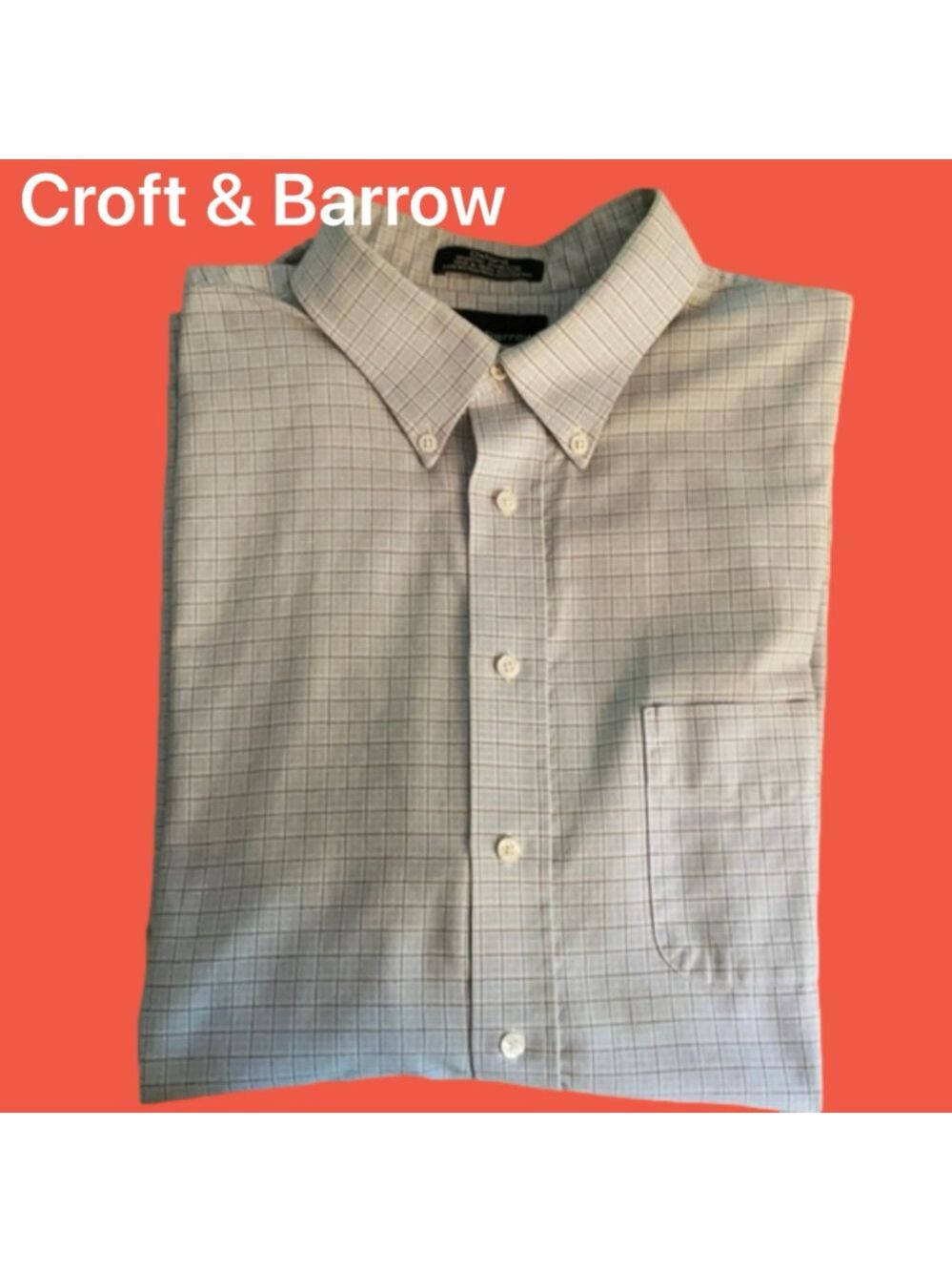 Croft & Barrow Grey Plaid XL SS Shirt Like New